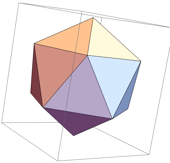 多面体ミラー万華鏡　正二十面体　内蔵LEDが非接触で光ります