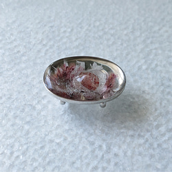No.33 銀と臙脂の雫  帯留め 天然石(マニカラン水晶)使用 えんじ 2枚目の画像
