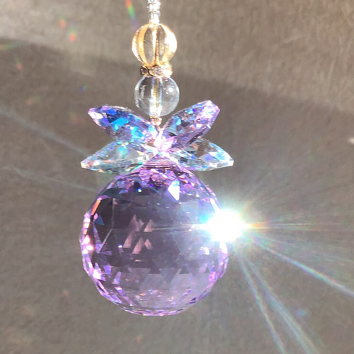 サンキャッチャー 幸せのパルマ 天然石ラベンダーアメジスト ラッキー