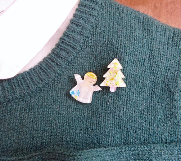 【Creema限定】ブローチ・聖夜の天使 4枚目の画像