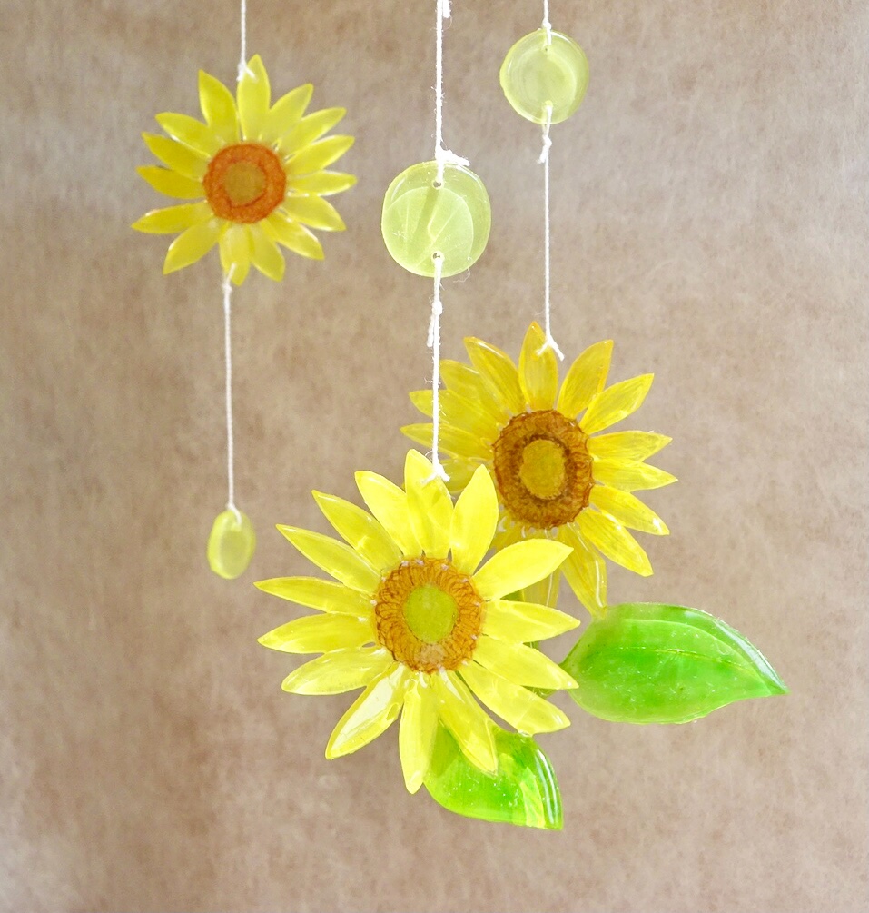 ガラス細工ミニチュアひまわり畑