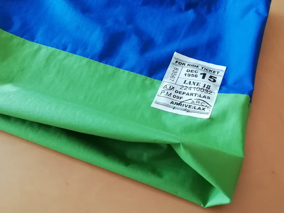 受注製作☆軽い！防水布のレッスンバッグ　青×黄緑　プールバッグに・雨の日のおけいこに 2枚目の画像