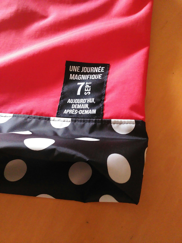 受注製作☆赤×黒ドット　防水布のバッグ☆プールバッグに、雨の日のおけいこに 2枚目の画像