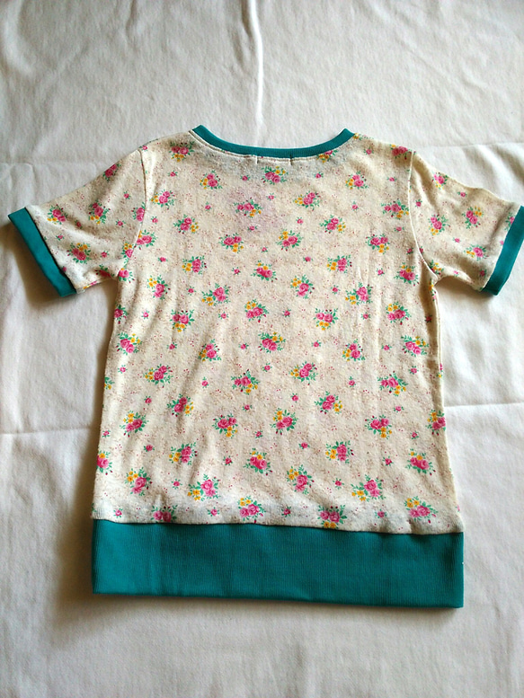 子供服SALE☆サイズ140  半袖カットソー　ピンクflower綿麻 3枚目の画像