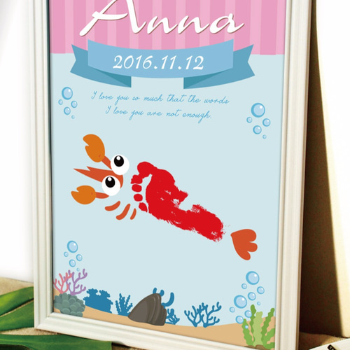 人気の 手形 足形アート☆エビさん01☆A4サイズ☆ 雑貨・その他