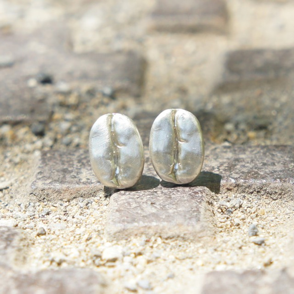 コーヒー豆ピアスSV925シルバーcfp2 2枚目の画像