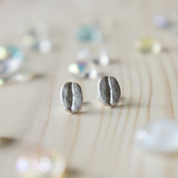 コーヒー豆ピアスSV925シルバーcfp2 1枚目の画像