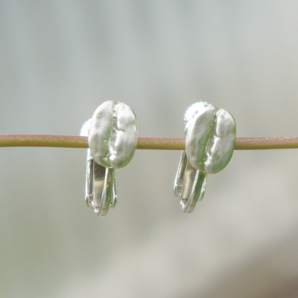 コーヒー豆イヤリングSV925シルバーcfe1 3枚目の画像