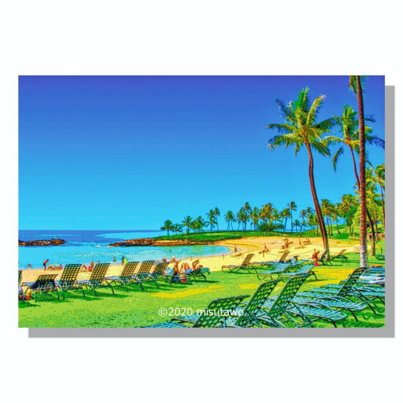 【選べる3枚組ポストカード】ハワイ オアフ島のビーチ【作品No.049】 1枚目の画像