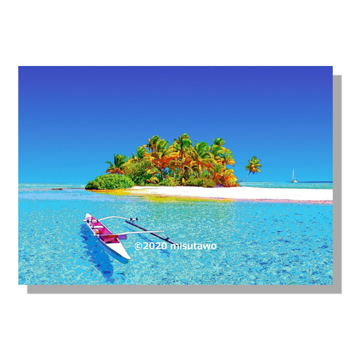 タヒチのアーティストの絵画作品です。 アートポスター】タヒチの海（作品No.019） 写真・グラフィック