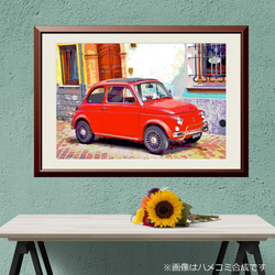 【アートポスター】街角のFIAT500（チンクエチェント）（作品No.056） 1枚目の画像