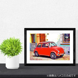 【アートポスター】街角のFIAT500（チンクエチェント）（作品No.056） 2枚目の画像