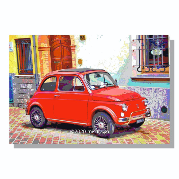 【アートポスター】街角のFIAT500（チンクエチェント）（作品No.056） 4枚目の画像