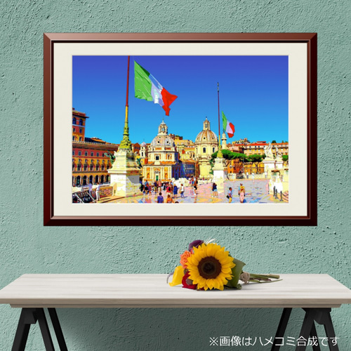 アートポスター】イタリア国旗とローマの風景（作品No.099） 写真