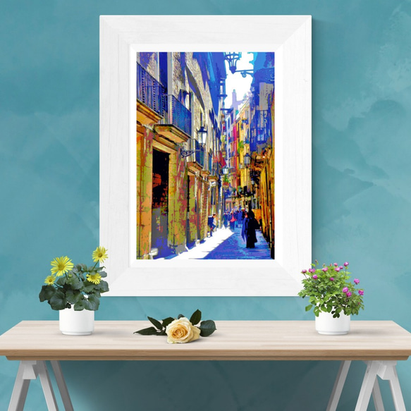 【アートポスター】スペイン バルセロナの路地（作品No.167） 3枚目の画像