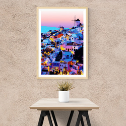 【アートポスター】ギリシャ サントリーニ島の夕暮れ（作品No.172） 2枚目の画像