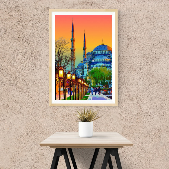 【アートポスター】トルコ 夕暮れのスルタンアフメト・モスク（作品No.174） 2枚目の画像