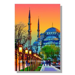 【アートポスター】トルコ 夕暮れのスルタンアフメト・モスク（作品No.174） 5枚目の画像