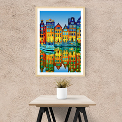 【アートポスター】オランダ 暮れ行くアムステルダムの住宅街（作品No.182） 2枚目の画像