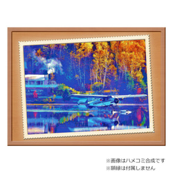 【選べる3枚組ポストカード】紅葉する森と水上飛行機【作品No.249】 2枚目の画像