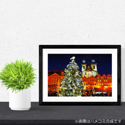 【アートポスター】プラハ 夜のクリスマスツリーとティーン教会（作品No.266） 2枚目の画像