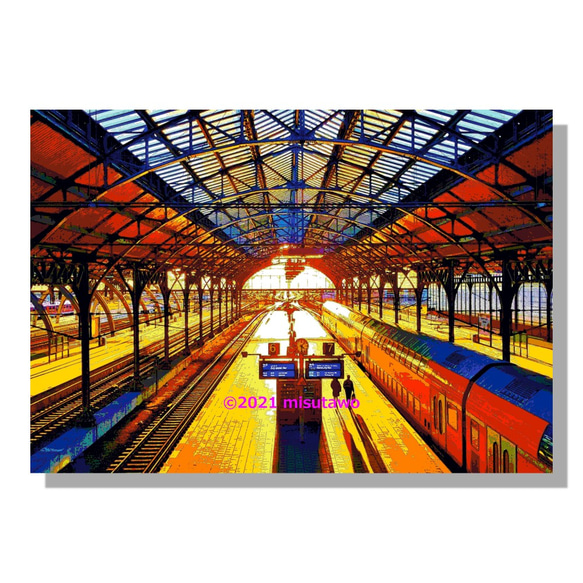 【アートポスター】ドイツ 夕暮れのリューベック中央駅（作品No.274） 4枚目の画像
