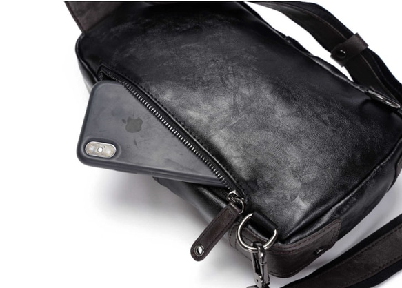 メンズオールマッチヒットカラーチェストバッグメッセンジャーバッグ 旅行毎日の携帯用の小さな革のバッグ胸のバックパック 5枚目の画像