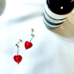 cherry heart earrings 2枚目の画像
