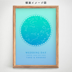 【額縁付】結婚記念日の星空 ☆ A4ポスター ブルー系【オーダーメイド承ります】パーティー、インテリア、お祝いにも 3枚目の画像