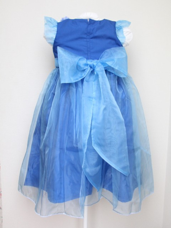 【リメイク】サイズ130　ブルーオーガンジードレス 3枚目の画像