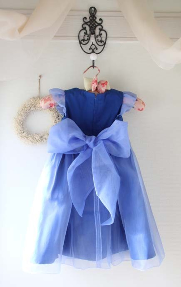 【リメイク】サイズ110　海のように青いドレス 3枚目の画像