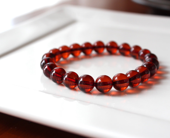 天然石レッドアンバー(琥珀)のパワーストーンブレスレット