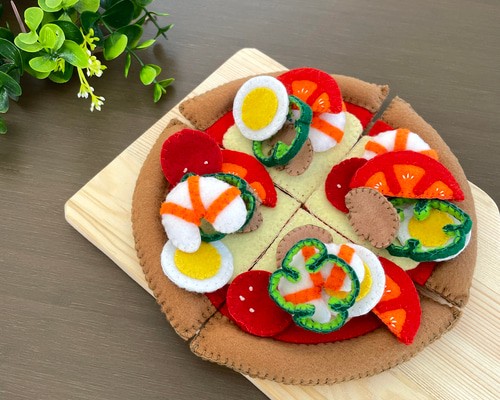 フェルトおままごと＊ピザ屋さん おもちゃ・人形 おにく 通販 12796512