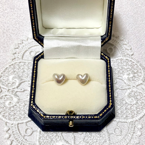 K18 ハート型あこやパール ピアス ピアス（スタッド・一粒