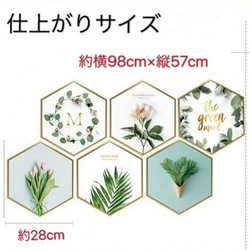 ウォールステッカー　S7　北欧 植物　花　六角形　DIY 　壁シール　剥がせるシール　インテリア　送料無料 6枚目の画像