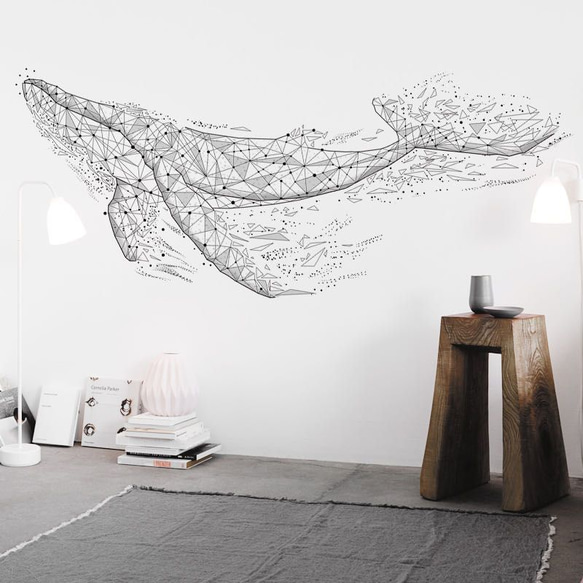 ウォールステッカー S43　北欧 クジラ　ブラック　DIY 壁飾り　インテリアシート　剥がせるシール　送料無料 3枚目の画像