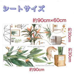 ウォールステッカー S66　北欧 植物　鑑賞植物　ネコ　DIY 壁飾り　壁シール　インテリアシート　送料無料 7枚目の画像