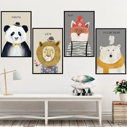 ウォールステッカー S94　北欧　動物　パンダ　ライオン　クマ　キツネ　DIY 壁飾り　壁シール　インテリア 4枚目の画像