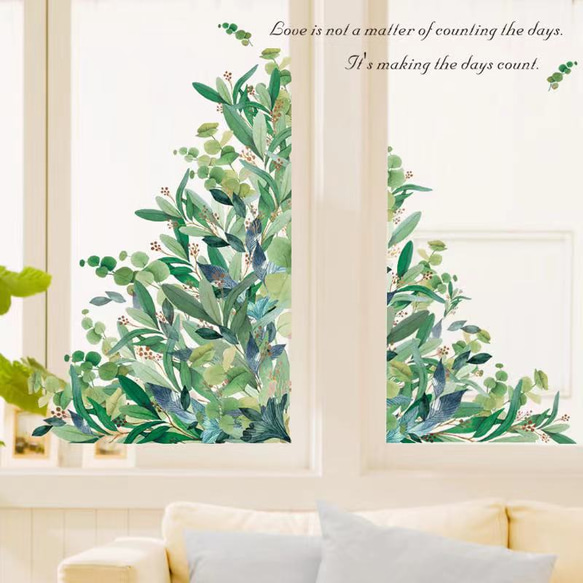 ウォールステッカー S108 北欧　植物　葉　DIY 窓シール　壁シール　インテリアシート　剥がせる 送料無料 4枚目の画像