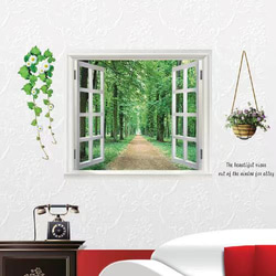 ウォールステッカー S153　北欧　植物　花　花壇　窓　景色　森　DIY 壁シール　インテリアシート　 4枚目の画像