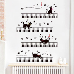 ウォールステッカー S168　北欧　ネコ　ピアノ　音楽　遊びネコ　DIY 壁シール　インテリアシート　 4枚目の画像