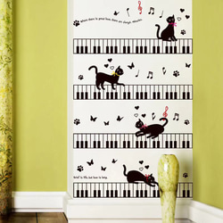 ウォールステッカー S168　北欧　ネコ　ピアノ　音楽　遊びネコ　DIY 壁シール　インテリアシート　 5枚目の画像