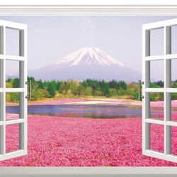 ウォールステッカー S240 3D 富士山　花　窓　植物　DIY 壁シール　インテリアシート　剥がせるシール 送料無料 3枚目の画像