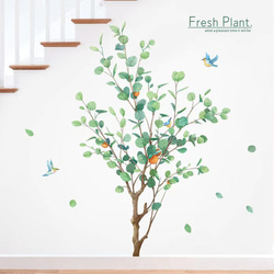ウォールステッカー S294 植物　柿の木　鳥　癒す　DIY 壁紙　インテリアシート　剥がせるシール 模様替え 3枚目の画像