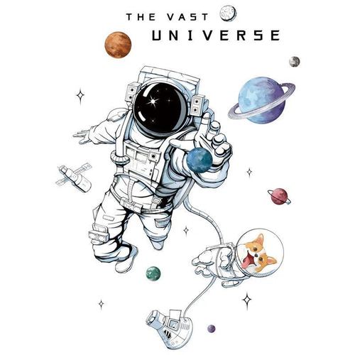 ウォールステッカー S313 宇宙世界 宇宙飛行士 コーギー DIY