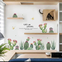 ウォールステッカー S385 サボテン　植物　植木鉢　花　癒す　DIY 壁シール　インテリアシート　剥がせる 2枚目の画像