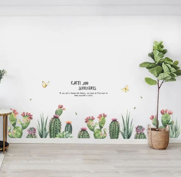 ウォールステッカー S385 サボテン　植物　植木鉢　花　癒す　DIY 壁シール　インテリアシート　剥がせる 5枚目の画像