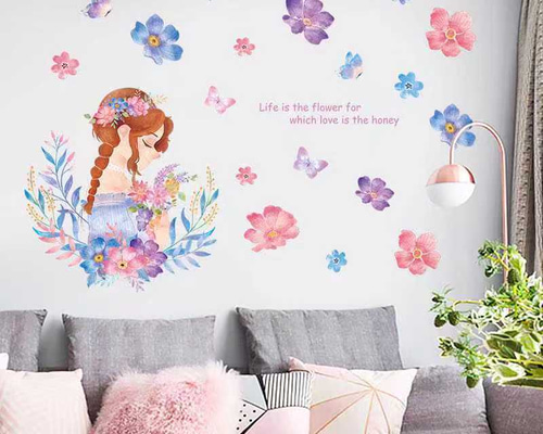 花リースとウォールデコ蝶々 花リースとウォールデコ蝶々