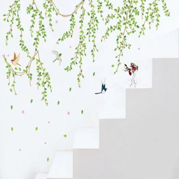 ウォールステッカー S424 枝垂れ柳　植物　木　癒す　ナチュラル　DIY 壁紙　インテリアシート　剥がせるシール 5枚目の画像