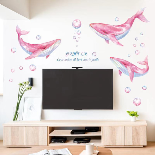 ウォールステッカー S435 ピンク クジラ 海底 夢幻 DIY 壁シール ウォールステッカー S435 ピンク クジラ 海底 夢幻 DIY 壁シール